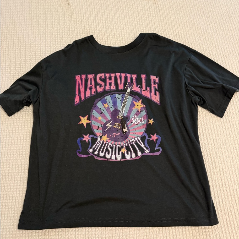 Kids Black Nashville Music City T-Shirt